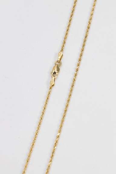 14k Yellow Gold Solid Diamond-Cut Rope Link Chain 1.5mm Necklace 24"