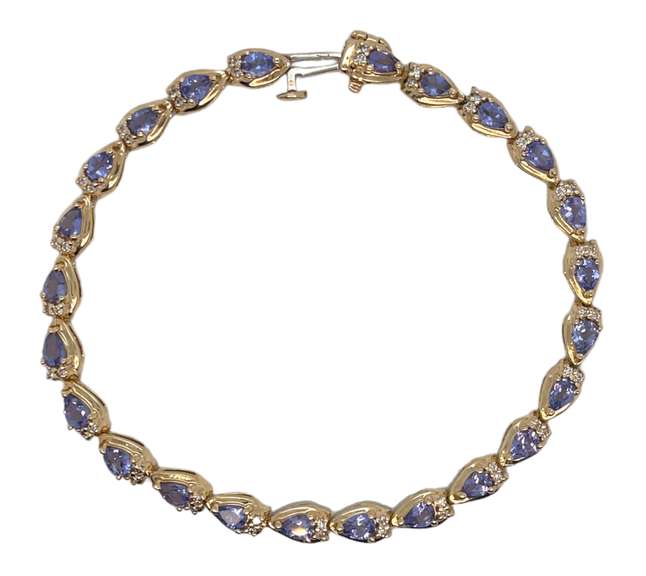 14K YELLOW GOLD BRACELET WITH TANZANITE