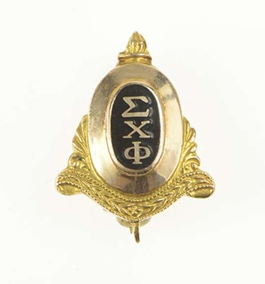 10K Yellow Gold Phi Chi Sigma Enamel Victorian Frat. Lapel Pin/Brooch