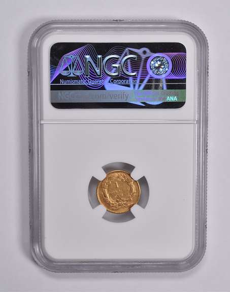 Error AU55 1861 $1 Indian Princess Head Gold Dollar Rotated Dies NGC