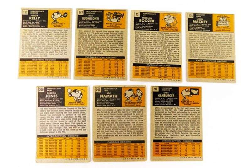 7 NFL Greats 1971 Topps Football Cards