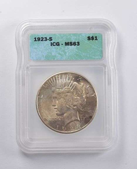 MS63 1923-S Peace Silver Dollar ICG