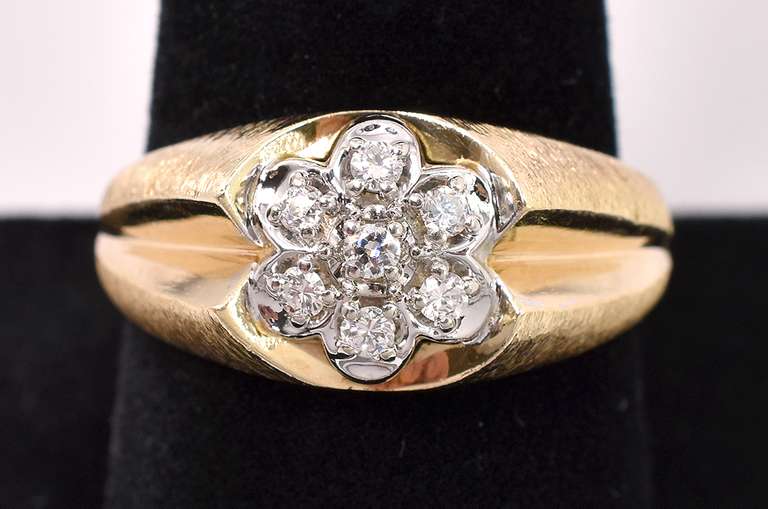Sturdy Diamond Ring In 14K Yellow Gold