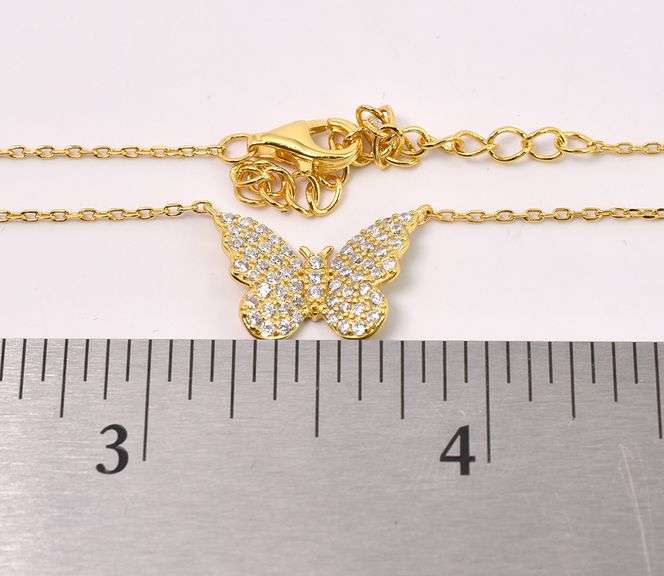Vermeil Butterfly Necklace In Sterling Silver