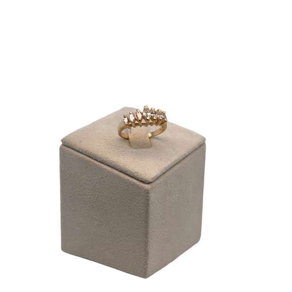 14K YELLOW GOLD CROWN RING WITH DIAMONDS