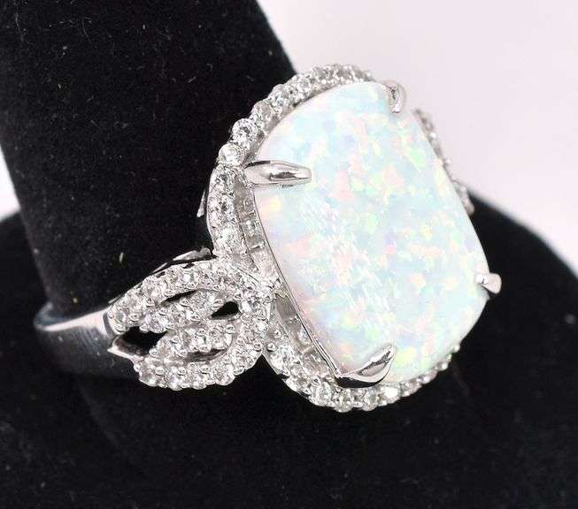 Large Opal Ring In Sterling Silver