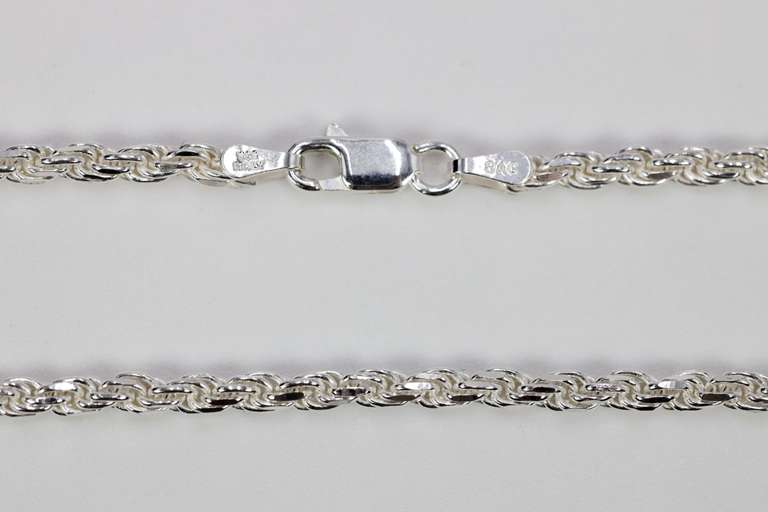 Sterling Silver Diamond-Cut Rope Chain 3mm Solid 925 Italy New Bracelet 9"