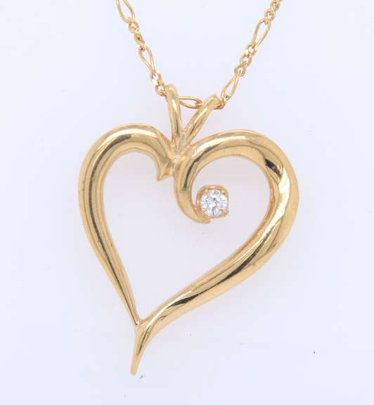 Fabulous Yellow Gold Heart Shaped Pendant on Chain
