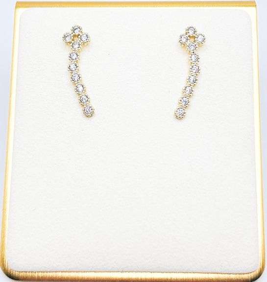 14kt Solid Yellow Gold & Diamond Earrings