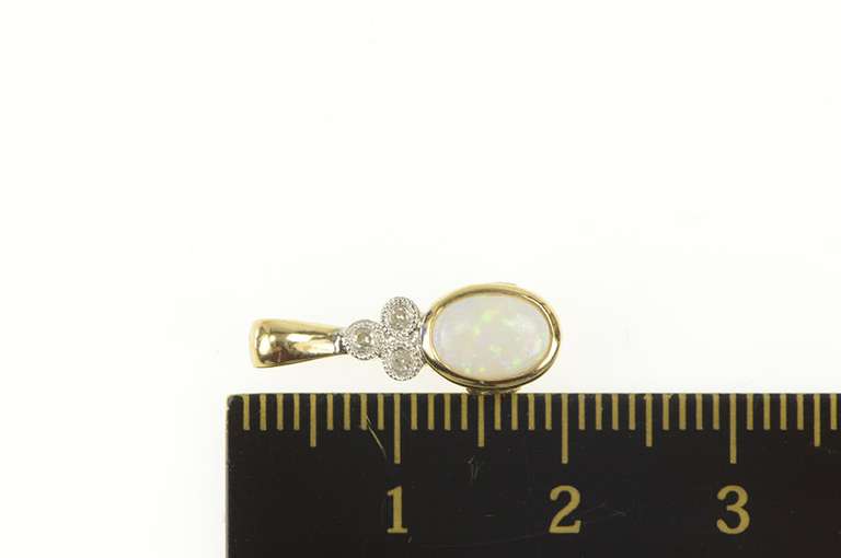 10K Yellow Gold Opal Diamond Cluster Accent Ruby Statement Pendant