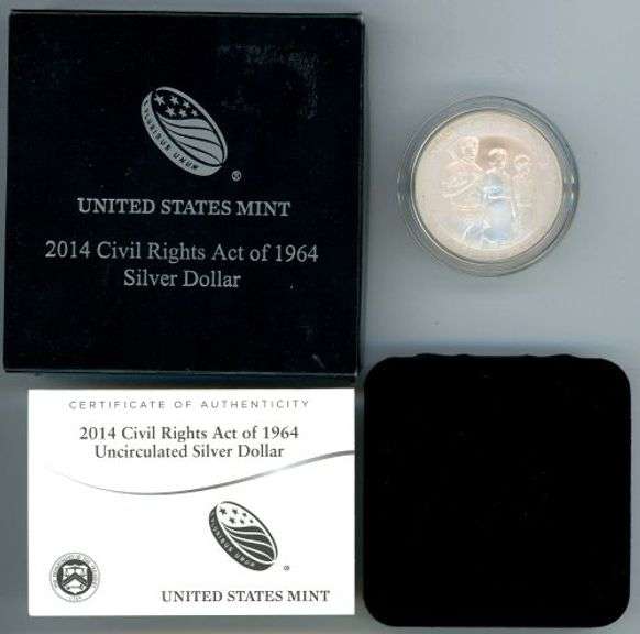 2014 Civil Rights Act Commemorative Proof Silver Dollar with Box/CoA
