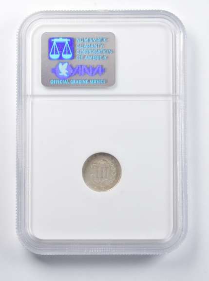 MS63 1858 Silver Three-Cent Piece NGC