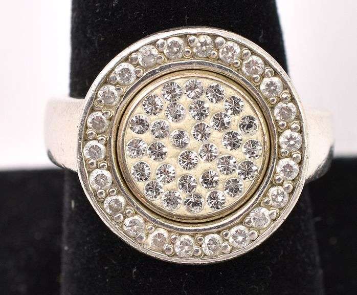 White Crystal Ring In Sterling Silver