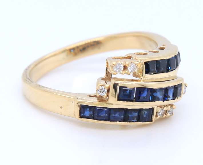 Charming Yellow Gold Square Cut Channel Set and Diamond Ring