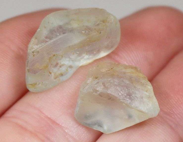 Natural 36.65ct uncut blue Topaz pair
