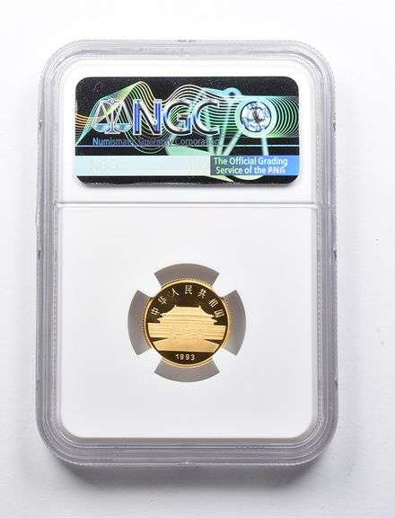 MS69 1993 China 10 Yuan Gold Two Peacocks NGC