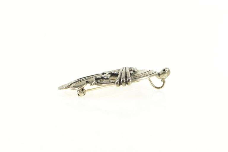 Sterling Silver Southwestern Arrowhead Feather Turtle Pendant/Pin