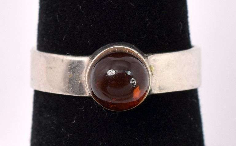 Amber Gem Ring In Sterling Silver