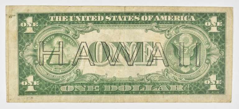 1935-A $1 US Silver Certificate Hawaii Overprint WWII Short Snorter