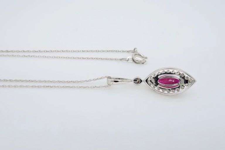 Stunning Marquise Ruby & Diamond Halo Necklace