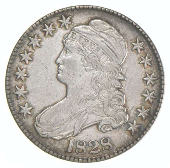 1828 Capped Bust Half Dollar 107 Curl 2 Knob