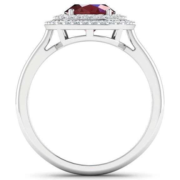 Solid 14 Kt White Gold Ruby Diamond Ring