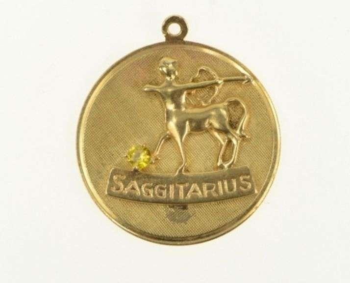 14K Yellow Gold Sagittarius Astrology Zodiac Star Sign Charm/Pendant