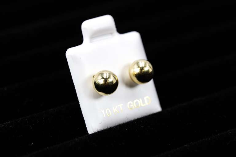 10k Yellow Gold 7mm Round Ball Stud Earrings