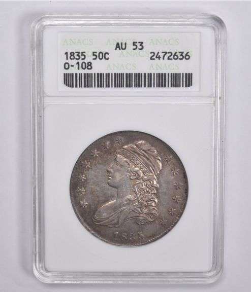 AU53 1835 Capped Bust Half Dollar O-108 ANACS