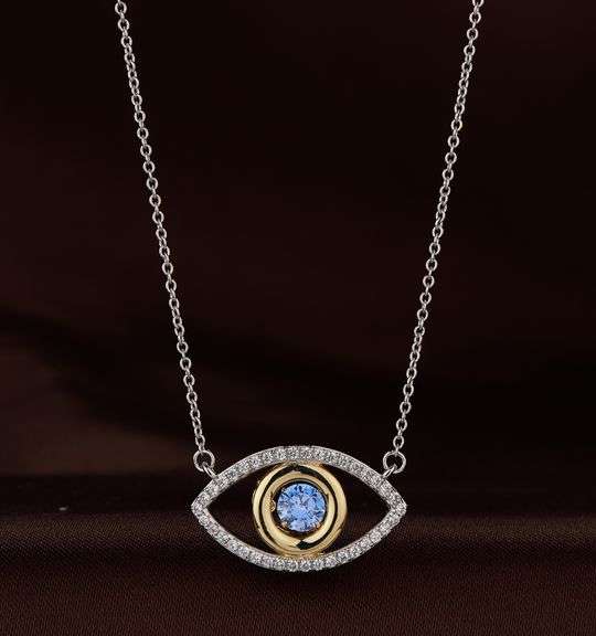 Platinum over 925 sterling Silver Dancing stone Necklace