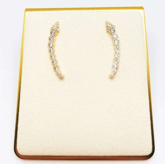 14kt Solid Yellow Gold & Diamond Earrings