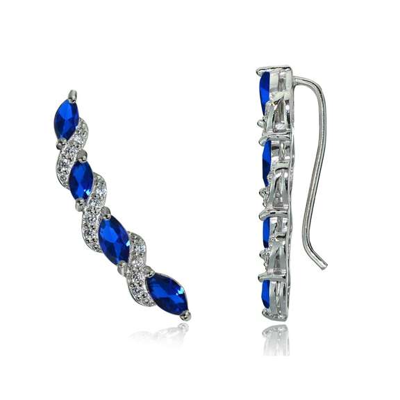 Created Sapphire and White Topaz Earrings
