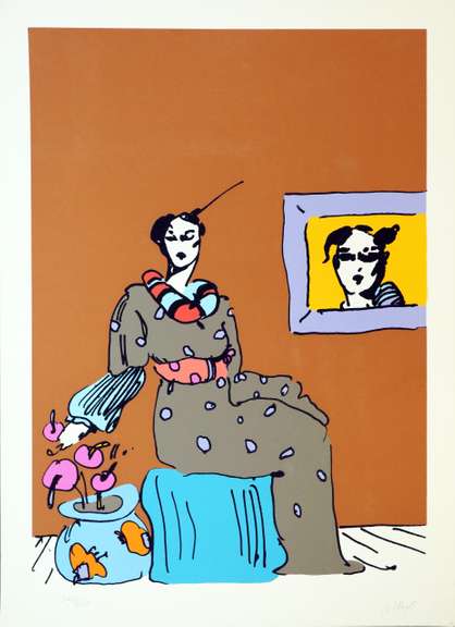 Peter Max- Lady with Portrait