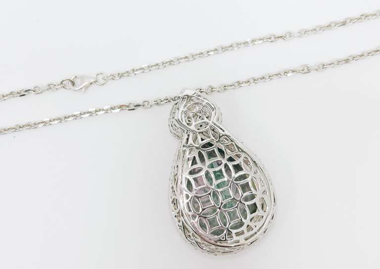Stunning 75.0 Carat Mystic Quartz and White Topaz Sterling Sliver Pendant Necklace.