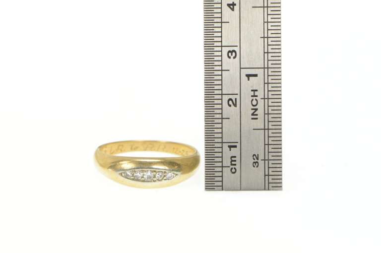 14K Yellow Gold 1940's Diamond Men's Classic Wedding Band Ring