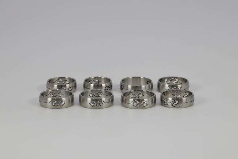 Lot of 19 Stainless Steel 316L Laser Cut Dragon Rings Various Sizes