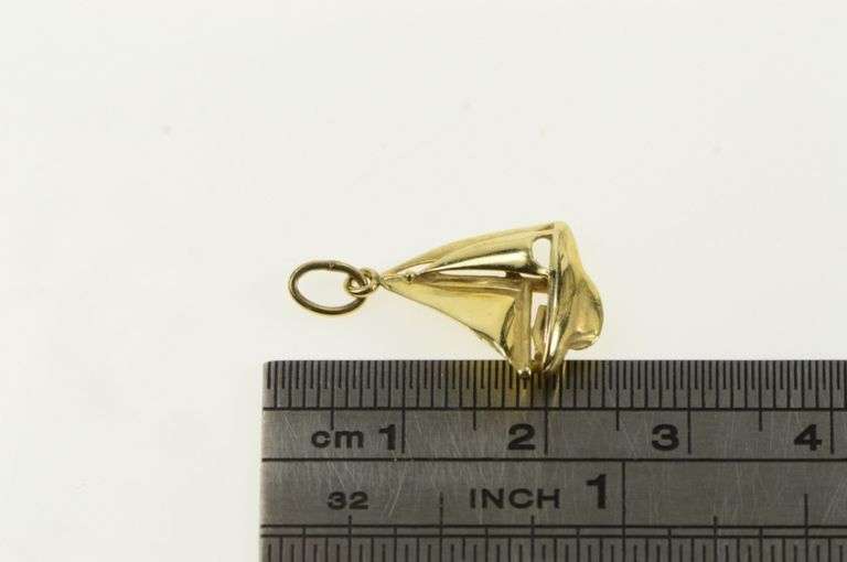 14K Yellow Gold 3D Sail Boat Ship Nautical Travel Charm/Pendant