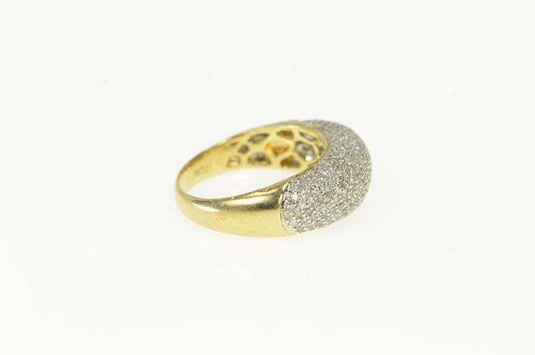 14K Yellow Gold 0.90 Ctw Pave Diamond Rounded Band Ring