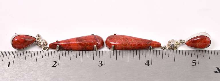 Red Jasper Dangle Earring In Sterling Silver