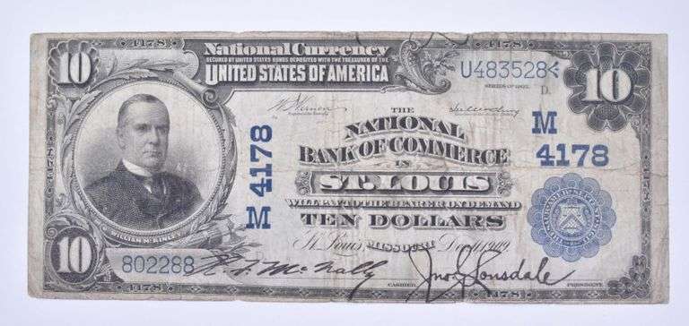 1902 $10 St Louis National Bank Of Commerce Nat' Currency LG Note 4178