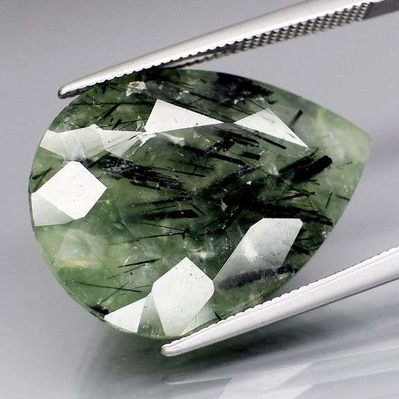 Superb 22.97ct rutilated Prehnite