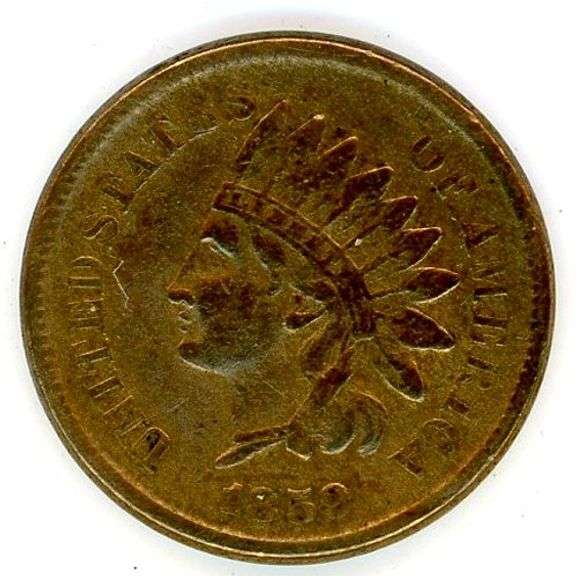 1859 Copper Nickel No Shield Indian Head Cent