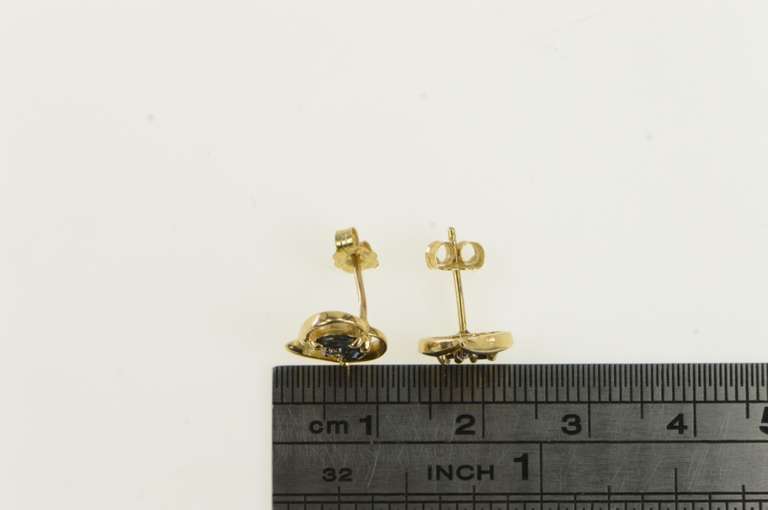 10K Yellow Gold Sapphire Diamond Inset Heart Love Symbol Earrings