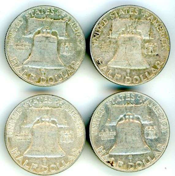 4 Different Silver Franklin Half Dollars 1961-D-1963-D