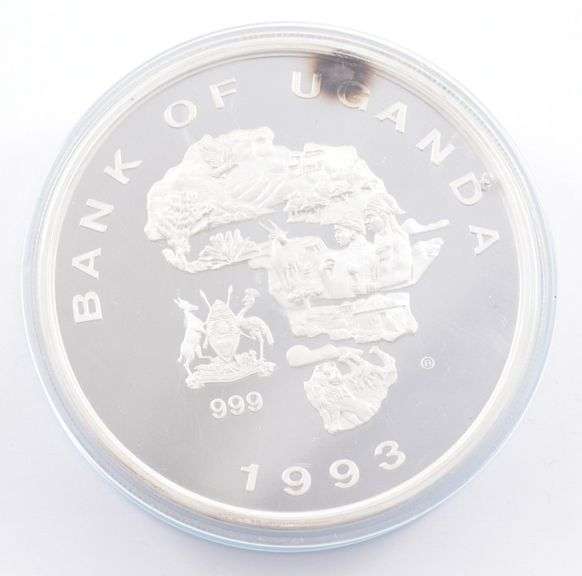 1993 Uganda 5000 Shillings 497.6g Silver Protection Of African Nature