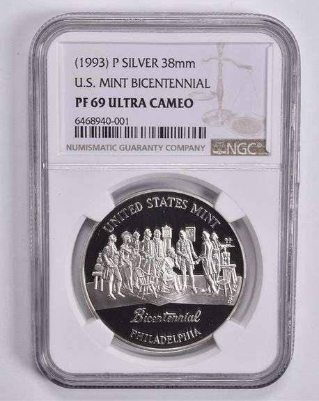 PF69 UCAM (1993)-P U.S. Mint Bicentennial Silver Medal 38mm NGC