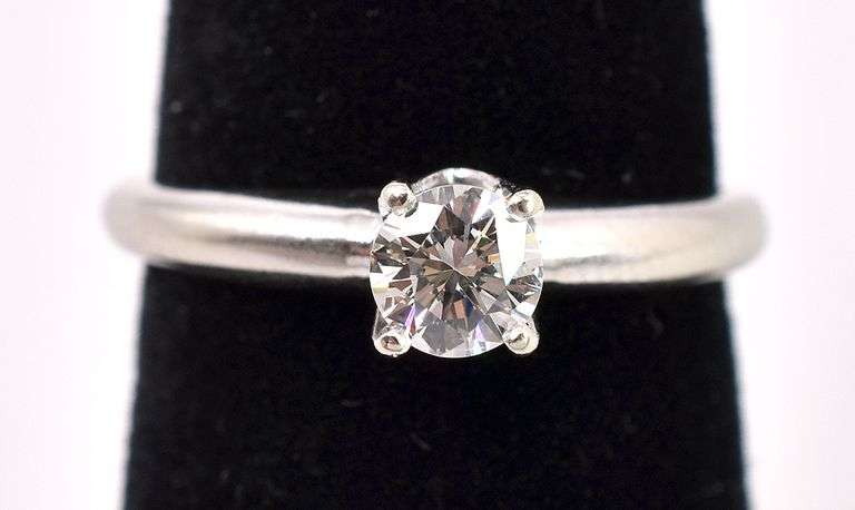Gorgeous Solitaire Diamond Ring In 14K White Gold