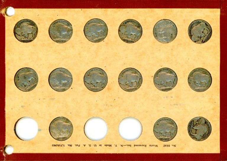 15 Different Buffalo Nickels in Wayte Raymond Display