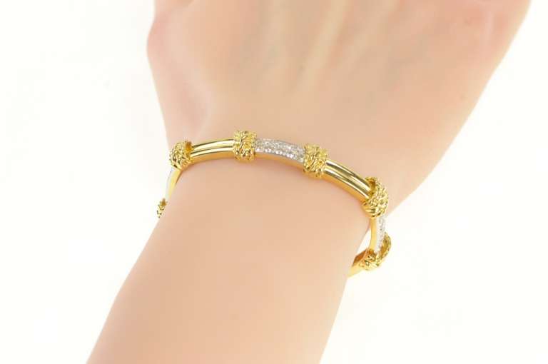 18K Yellow Gold 5.00 Ctw VS Diamond Pave Bar Vintage Bracelet