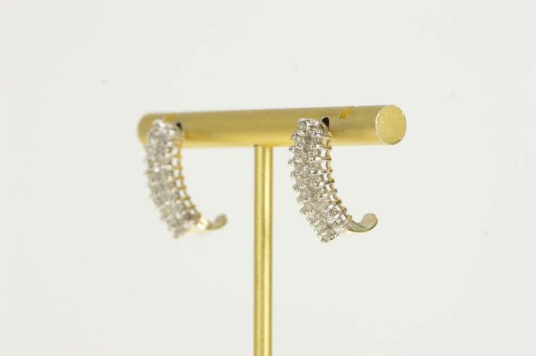 10K Yellow Gold 1.00 Ctw Squared Diamond Cluster Bar Earrings